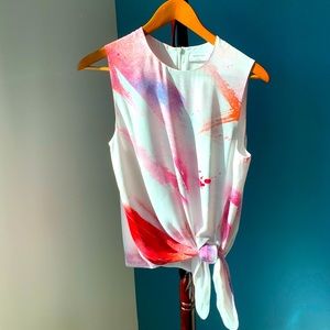 Aritzia Babaton Sleeveless Pink Blouse with Tie